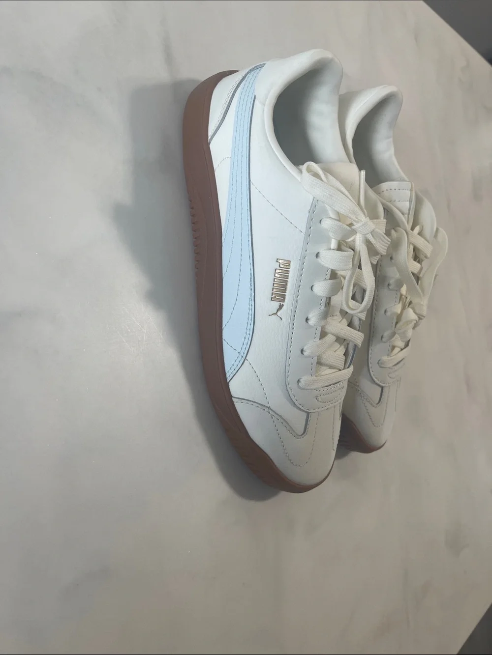 PUMA White & Light Blue Classic Court Sneaker